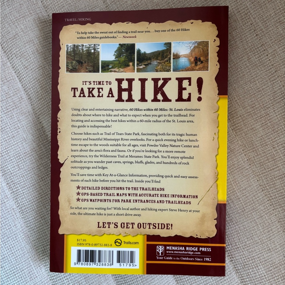 60 Hikes Within 60 Miles: St. Louis Paperback Book Hiking Guide NEW - Picture 2 of 3
